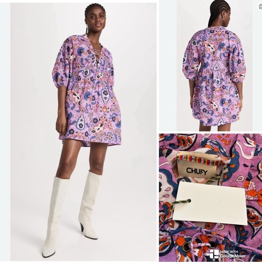 Anthropologie Chufy NWT Liberty Cotton mini dress Paisley Orchid